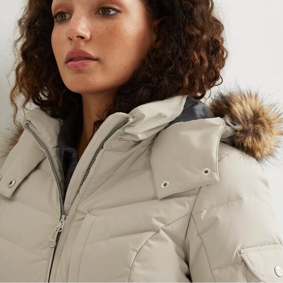 Eddie Bauer Sun Valley Down Parka – Cement XS, 650 Fill, Faux Fur Hood - Picture 3 of 12